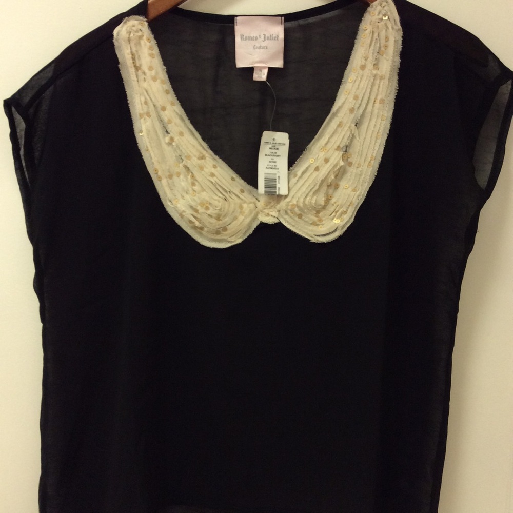 Romeo & Juliet Sheer Black Top